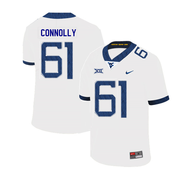 2019 Men #61 Tyler Connolly West Virginia Mountaineers College Football Jerseys Sale-White